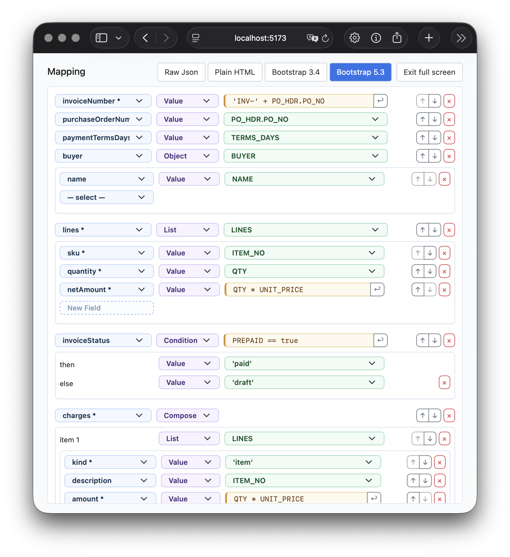 Mapping editor in browser